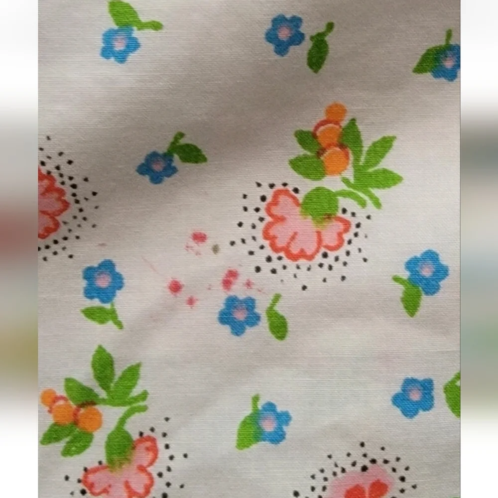 JCPenney 70's Floral Muslin Fitted Flat Sheet Pillowcase Full Size 3 Pc Set